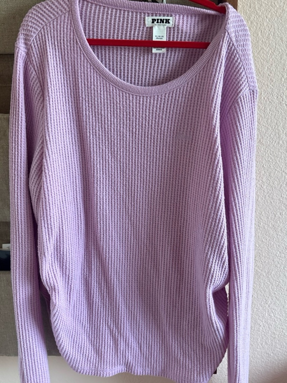 PINK Victoria's Secret Light Lavender Scoop Neck Waffle Knit Sweater